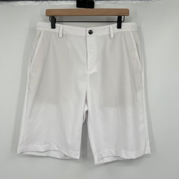 Adidas Golf Shorts Mens 32 White Climalite Tech Flat Front - Picture 1 of 13
